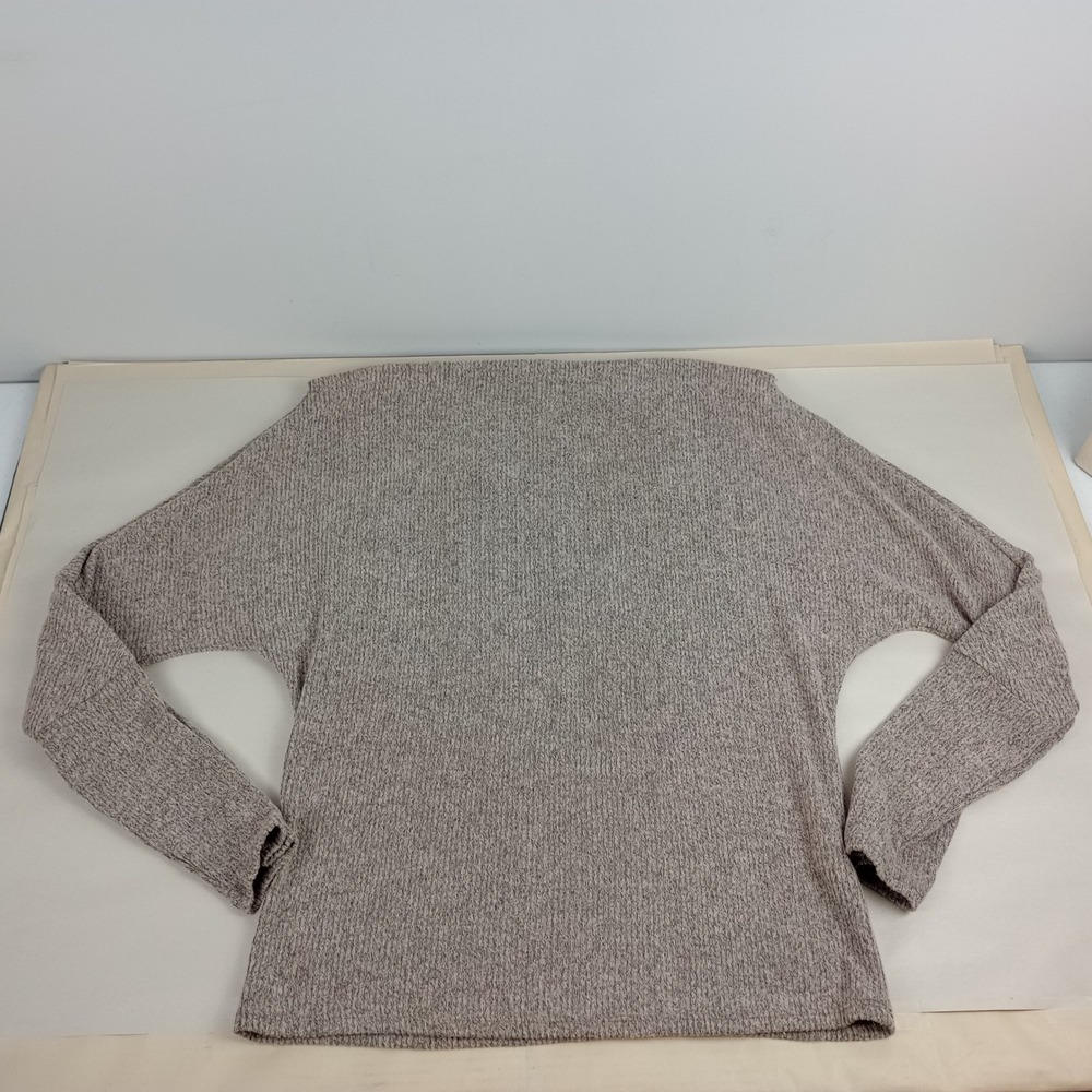 Mikey & Joey Womens L Tan Ribbed Dolman Sleeve Soft Knit Boat Neck Sweater